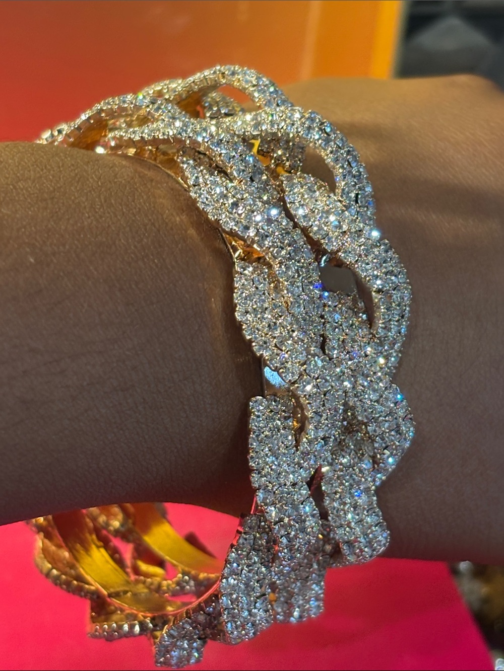 Women's Gold-Tone Pave Crystal Link Bracelet - Sparkling Clear